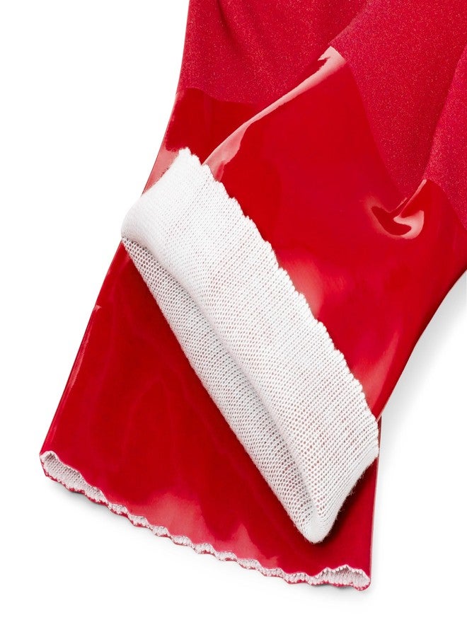 kitchen-star Ultimate Rubber Household PVC Gloves with Comfortable Cotton Lining, Anti-Slip surface, Kitchen Dishwashing, Extra Thickness, Kitchen Cleaning, Working, Painting, Pet Care (Medium, Red) - Image 3